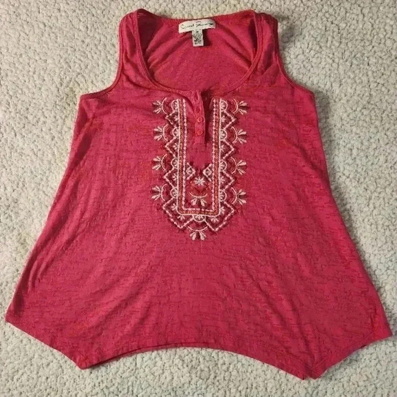 French Laundry Pink Embroidered Sleeveless Top, M - Picture 4 of 7